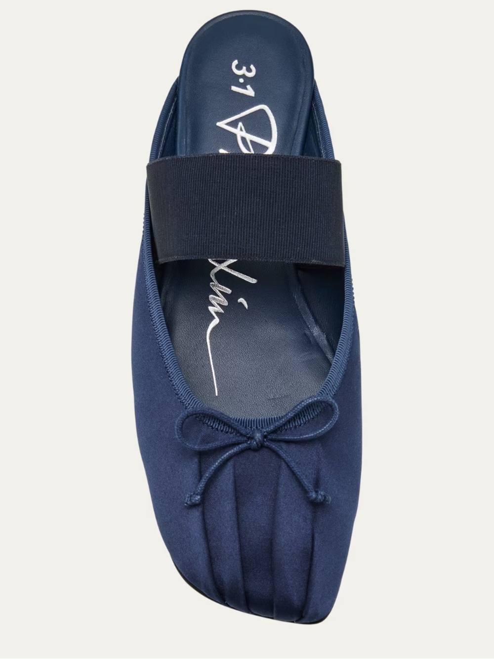 3.1 Phillip Lim ID Satin Ballerina Mules elasticized Flats Navy size 41 US 10